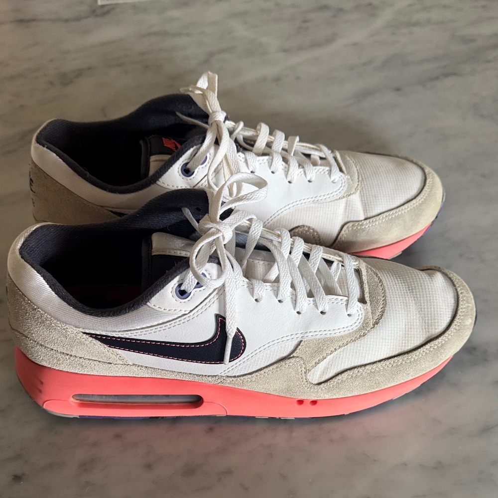 Nike Golf Air Max 1 OG 86 White Sneakers with Coral Midsole